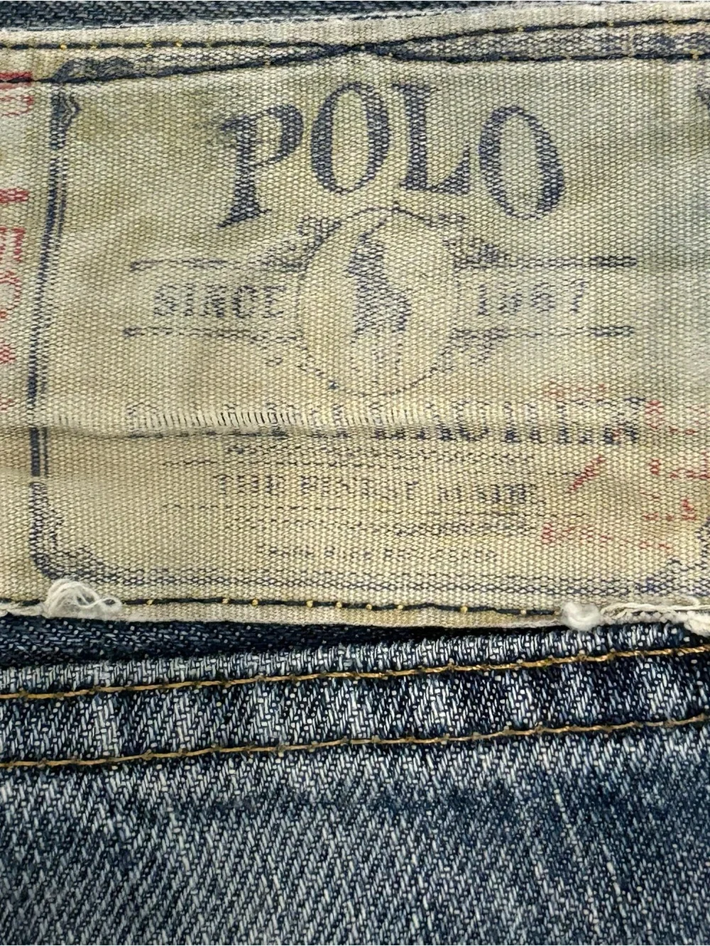 Polo Ralph Lauren Men's Vintage 867 Distressed Straight Leg Blue Jeans 40 x 30